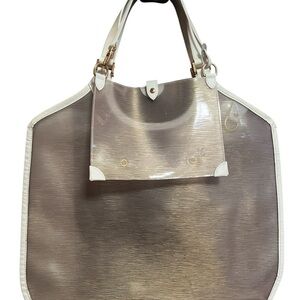 Louis Vuitton White Leather clear / transparent EPI Plage lagoon GM bag vintage